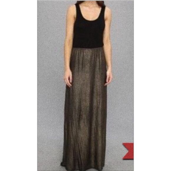 LA Made Black & Gold Basketweave Tank Maxi Dress SzS NWT - Picture 1 of 16
